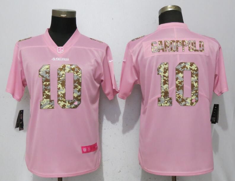 Women San Francisco 49ers #10 Garoppolo Pink Camouflage font love pink Nike Vapor Untouchable Player NFL Jerseys